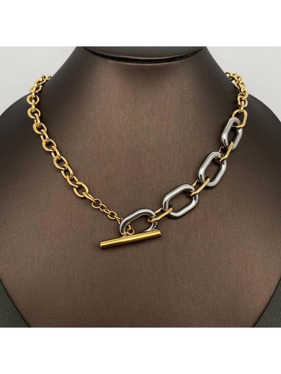 Jewelry - Two Tone 18K Gold Plated S.Steel Chain Necklace